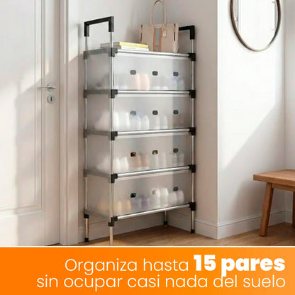Prime Flex Store Zapatero de 5 Niveles en Acero Inoxidable