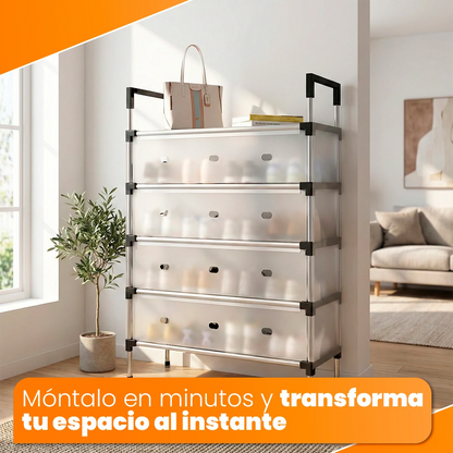 Prime Flex Store Zapatero de 5 Niveles en Acero Inoxidable